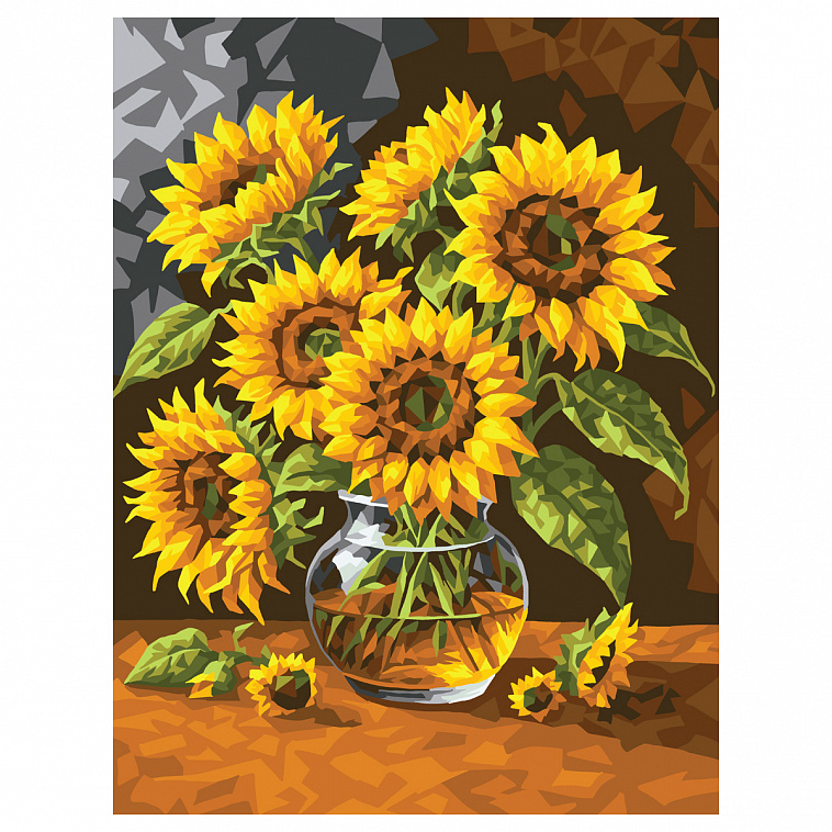 Картина по номерам на картоне ТРИ СОВЫ "Цветы солнца", 30*40 см, с акриловыми красками и кистями