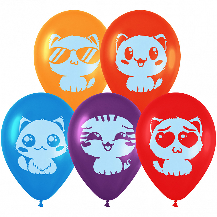 Воздушные шары MESHU "Cute kittens" 10 шт., М12/30 см, пастель, ассорти