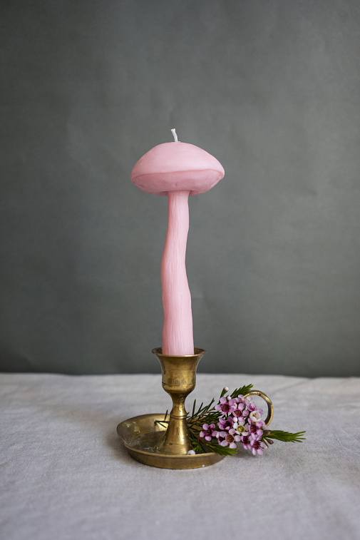 Свеча "Гриб Подберёзовик" нежно-розового цвета